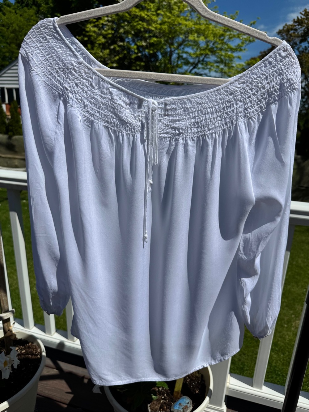 White Smocked Blouse